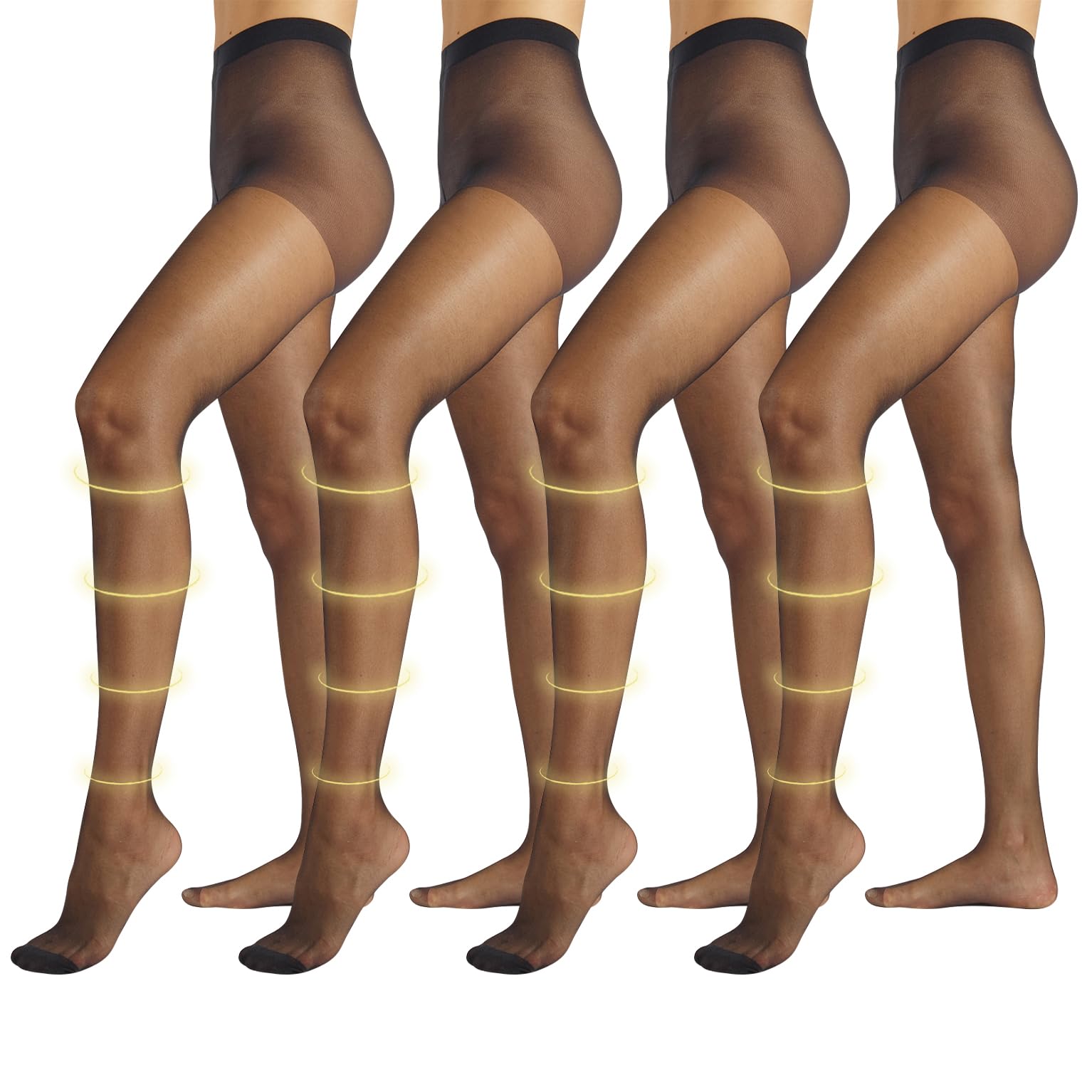 PIKY PACK 4 Paar Stützstrumpfhose Damen 40 DEN Made in Italy, Feinstrumpfhose mit Kompression 8 mm/Hg, Größe S-XL
