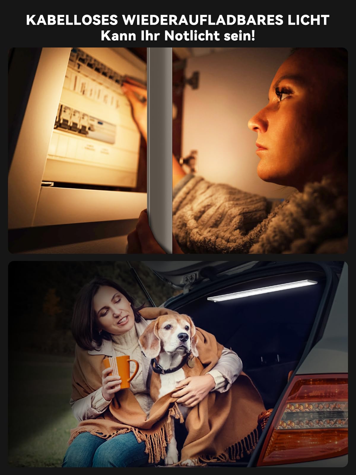 Unterbauleuchte Küche LED Dimmbar, 296 LEDs, mit Bewegungsmelder, 80CM | Schrankbeleuchtung akku, 6600mAh wiederaufladbar, 3 Farbmodi magnetische Led Leiste für Kleiderschrank, Aluminiumlegierung