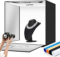 ZEKEEZM 24x24" Foldable Photo Light Box with 120 LEDs, 4 Color Backdrops, Adjustable 6000-6500K Brightness for Product Photography