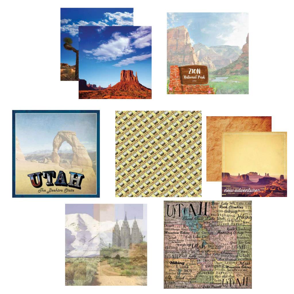 Custom Bundle - 13 Utah Travel Vacation Themed 12" x 12" Scrapbook Papers - Various Brands