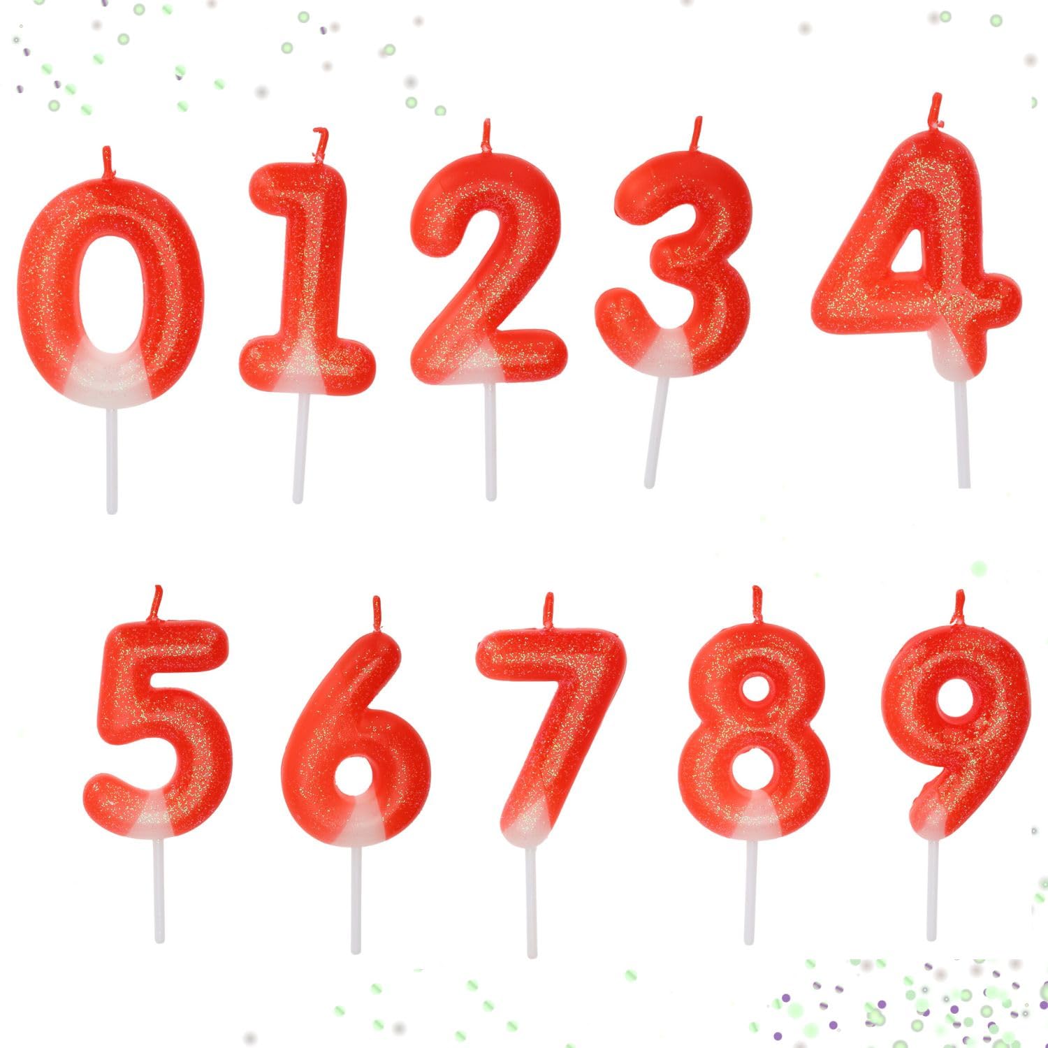 Envenzo Birthday Glitter Number Candles for Cake Topper Anniversary Birthday Parties Celebrations Decorations by Envenzo (Number 1, Red)