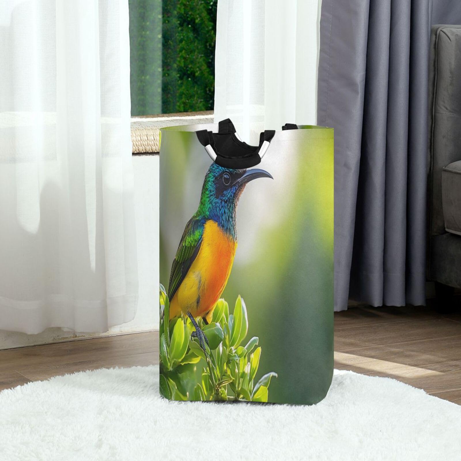 Jihqo Laundry Hamper Basket Beautiful Hummingbird Collapsible Nursery Storage Bin Waterproof Clothing Baskets for Home Bedroom Bathroom Washing Room