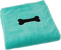 Bone Dry Absorbent Microfiber Pet Bath Towel X-Large 41x23.5" Embroidered Green for Dogs & Cats