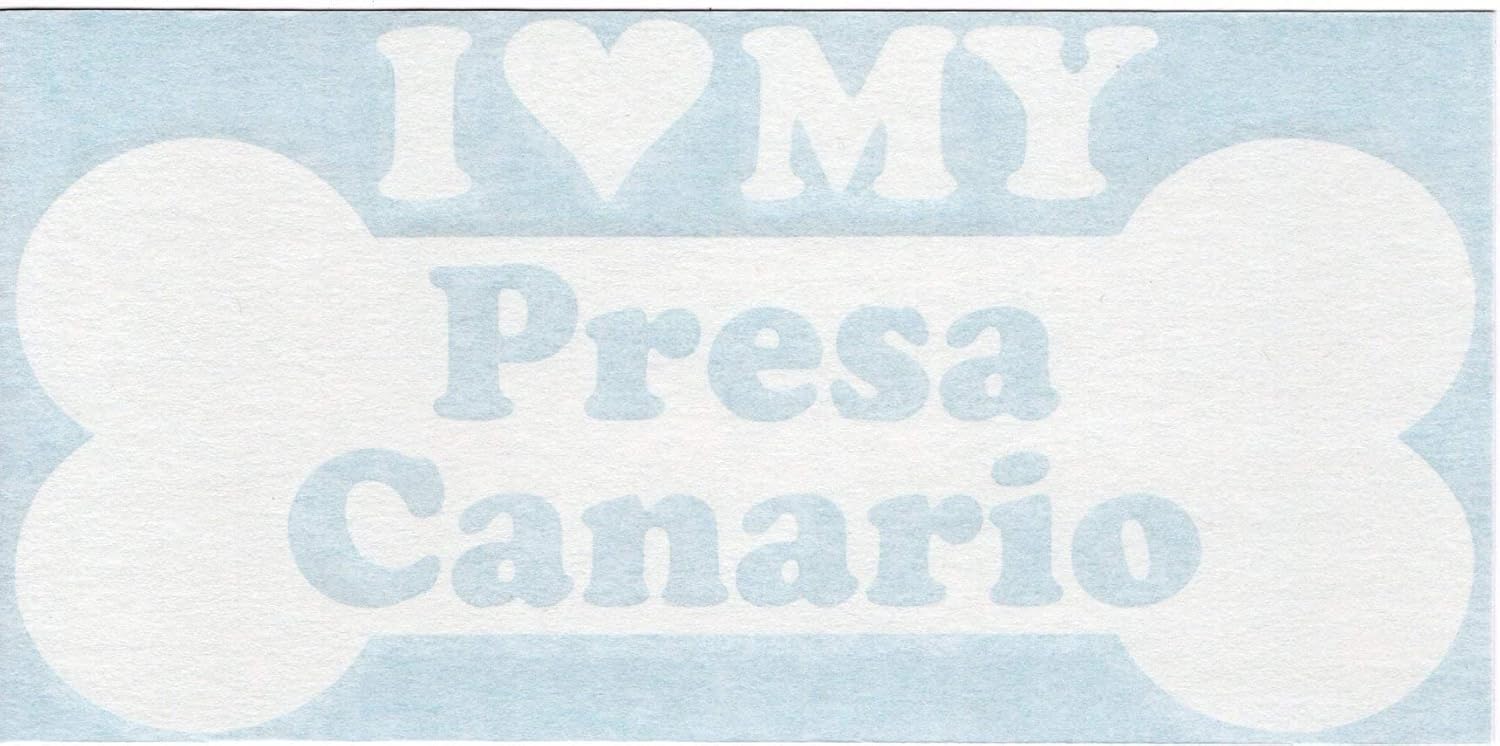 I Heart Love My Presa Canario - Dog Bone Perro de Dogo Canary Mastiff Purebred Cars Trucks Moped Helmet Hard Hat Surfboard Auto Automotive Craft Laptop Vinyl Decal Store Window Wall Sticker 13249