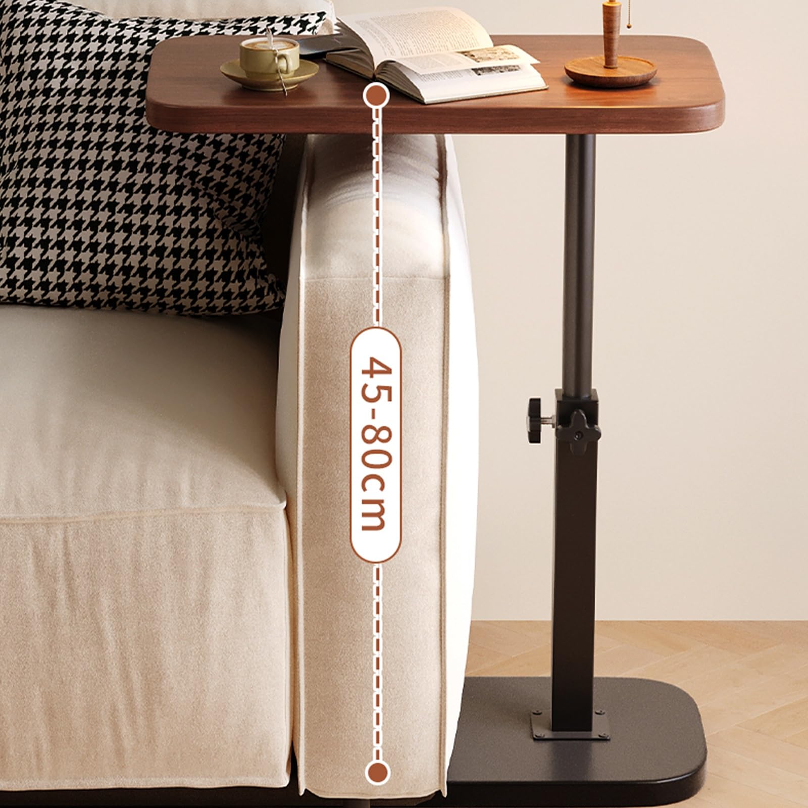 Mesa de Cama para Pacientes Encamados Mesa Auxiliar Ordenador Que Ahorra Espacio Sofá Auxiliar Mesa Regulable en Altura con Tablero Giratorio 360° para el Hogar, Hospital(Yellow)