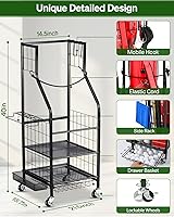Vista 2 de Organizador de almacenamiento de bolsas de golf, soporte para bolsas de golf, palos de golf y accesorios para equipos de golf, estante