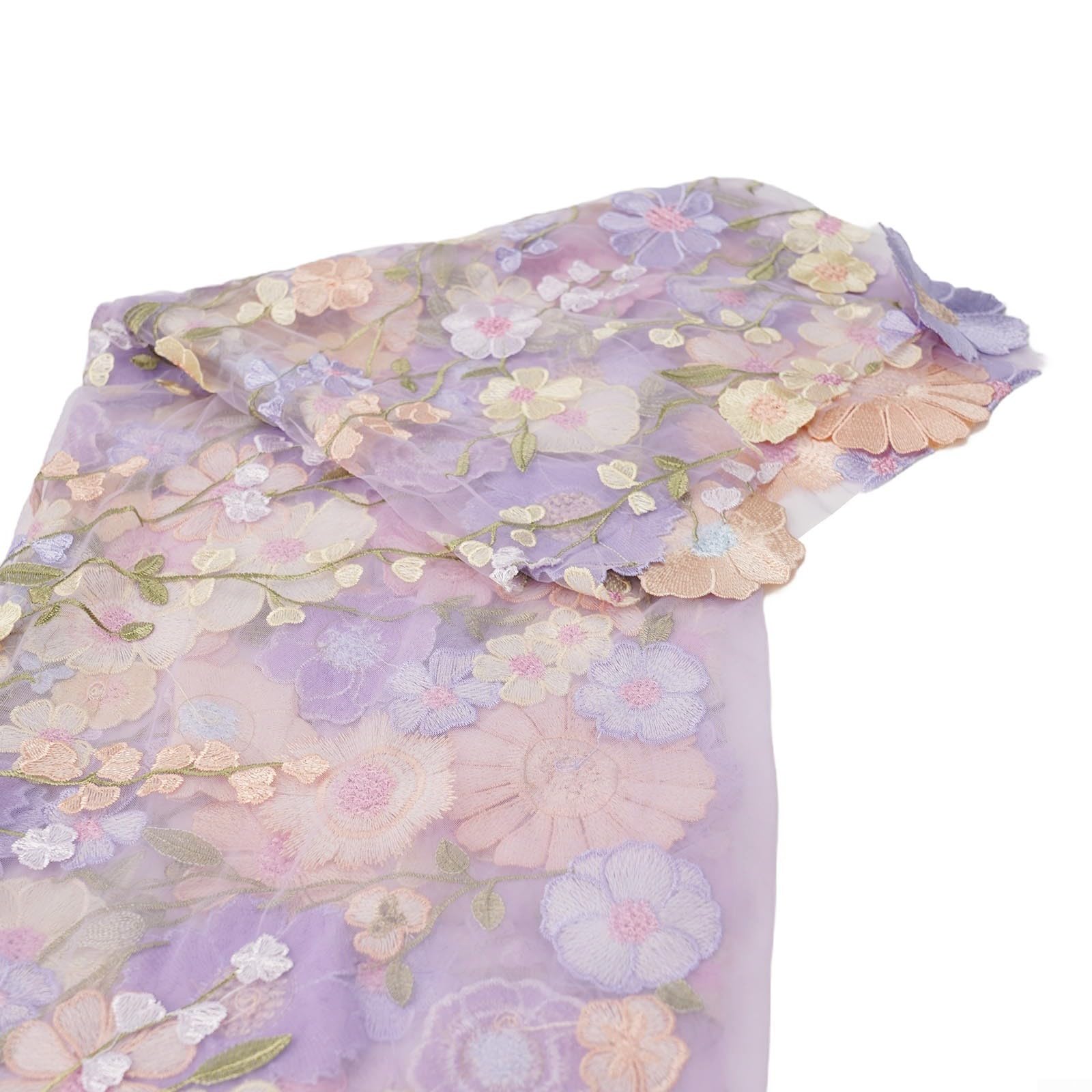 Hasaller Embroidered Gauze Lace Fabric 3D Embroidered Flowers Lace Fabric Floral Soft Mesh Network Gauze Fabric for Clothing DIY Projects for Sewing Clothing(Style A)