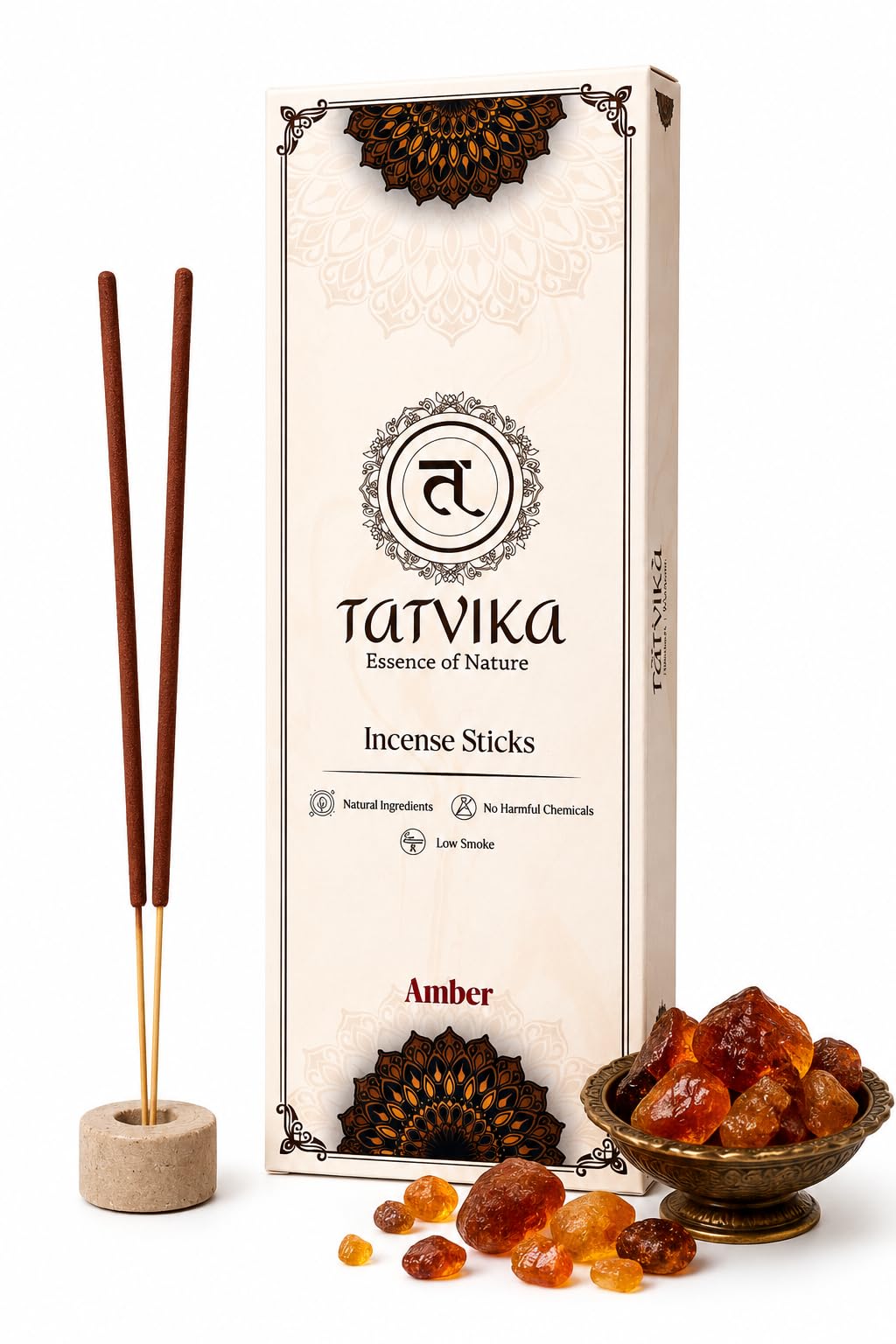 Amber Home Fragrance Incense Sticks | 100 Mild & Warm Agarbatti | Low Smoke | Ideal for Daily Pooja, Meditation & Indoor Use | Charcoal-Free | Tatvika Fragrances-picture-19