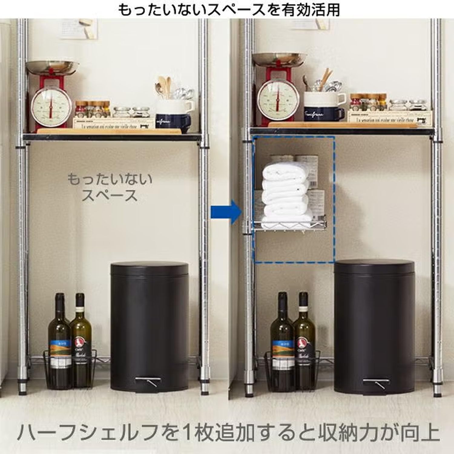 匿名配送 送料込 ルミナス 46×46cm 2枚 ハーフシェルフ 2枚 セット Amazon｜ドウシシャ ルミナス スチールラックパーツ ハーフシェルフ 棚