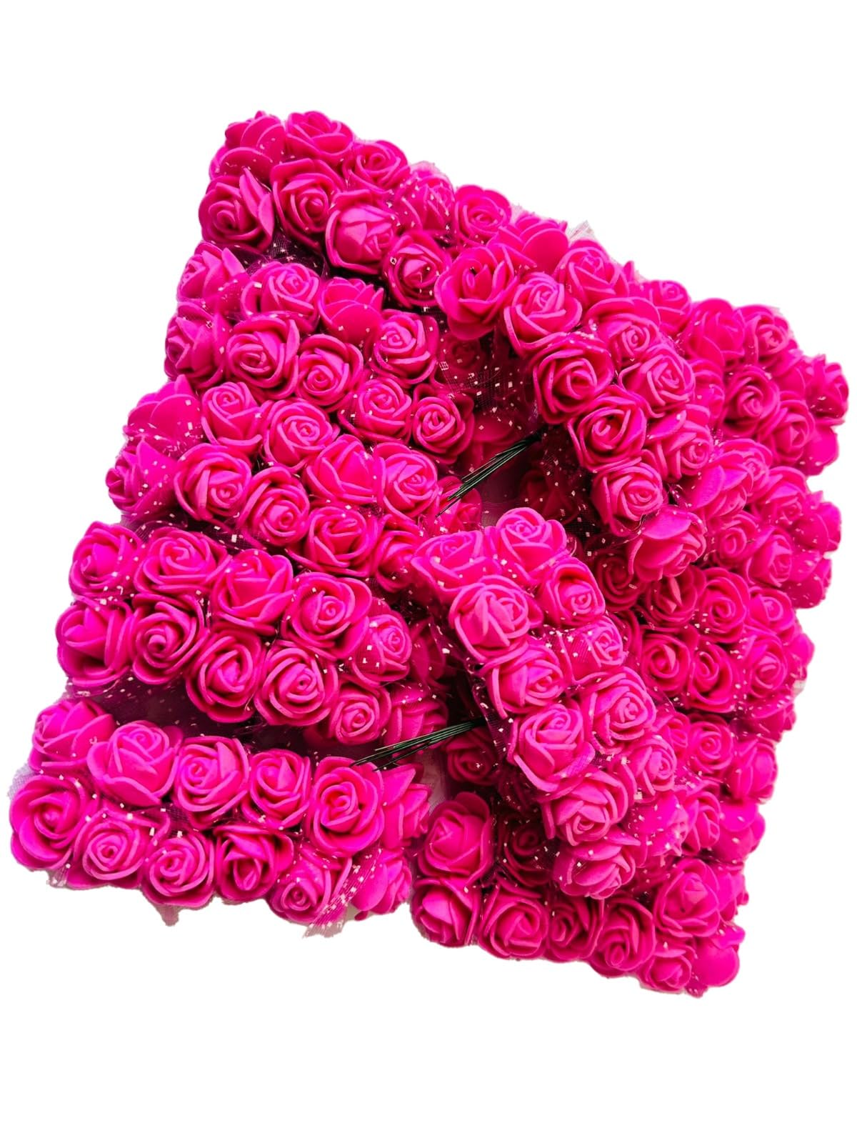Artificial Flowers Foam Roses Hot-Pink Wedding Flowers Fake Flowers Bridal Bouquets Birthday Wedding Party Flower Arrangement DIY Crafts Accessories Home Party Decoration 144 pcs 3 Pack — image 1
