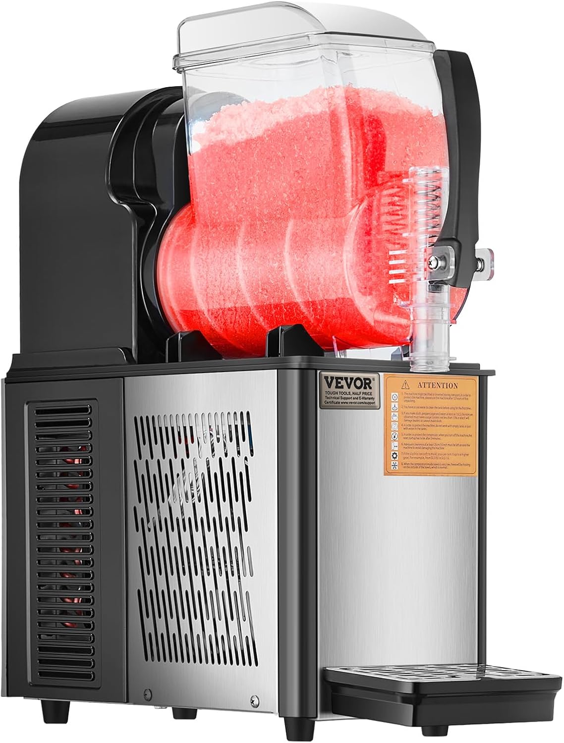 VEVOR Commercial Slushy Machine, Single Tank Frozen Drink Machine, Stainless Steel Margarita Smoothie Frozen Drink Maker, Slushie Maker for Home Party Restaurants Cafe Bars