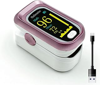 Pulse Oximeter Fingertip Rechargeable, Pulse Oximeter and Oxygen Monitor with OLED Screen, Accurate and Fast SpO2 and Heart Rate Monitor, Pulse Ox with Two Straps and Charing Cable