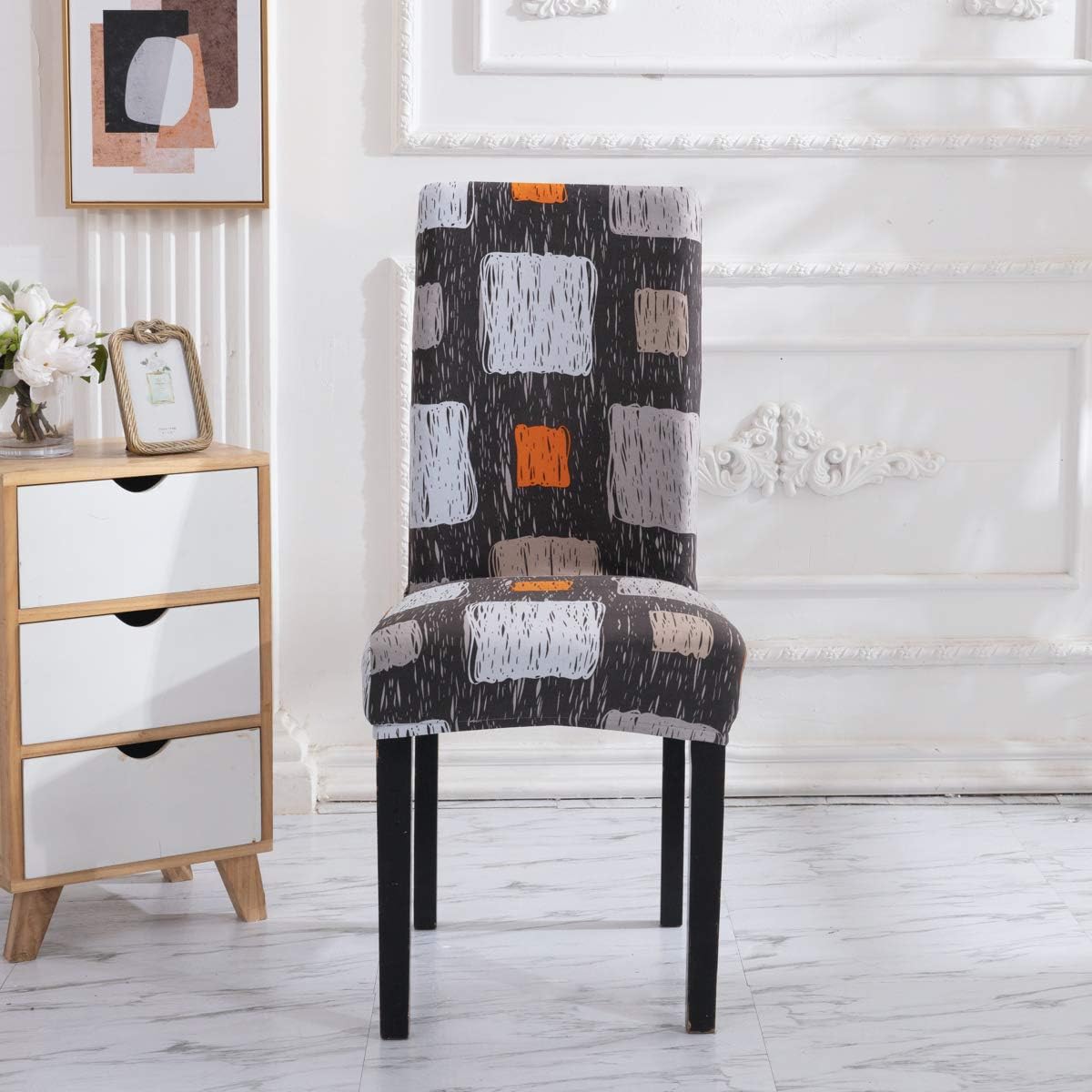 Kaariss Stretch Removable Washable Short Dining Chair Protector Cover Slipcover, 06