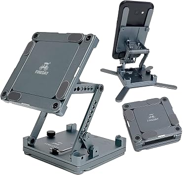Fineday FD22350-68 360 Degree Rotating Folding Stand for Tablets, iPads, Smartphones, Mechanical, Rotation, Angle, Height Adjustment, Compact, Lightweight, Durable, Aluminum Body, 2.7 inches 68 mm,
