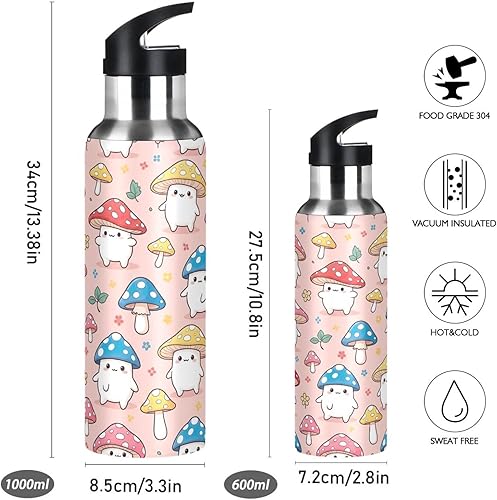 Miniatura 2 de BPA-Free Sports Water Bottle with Straw 20 Oz, Insulated Stainless Steel Water Bottle with Straw for Gym Outdoor Travel School, Cute Cartoon