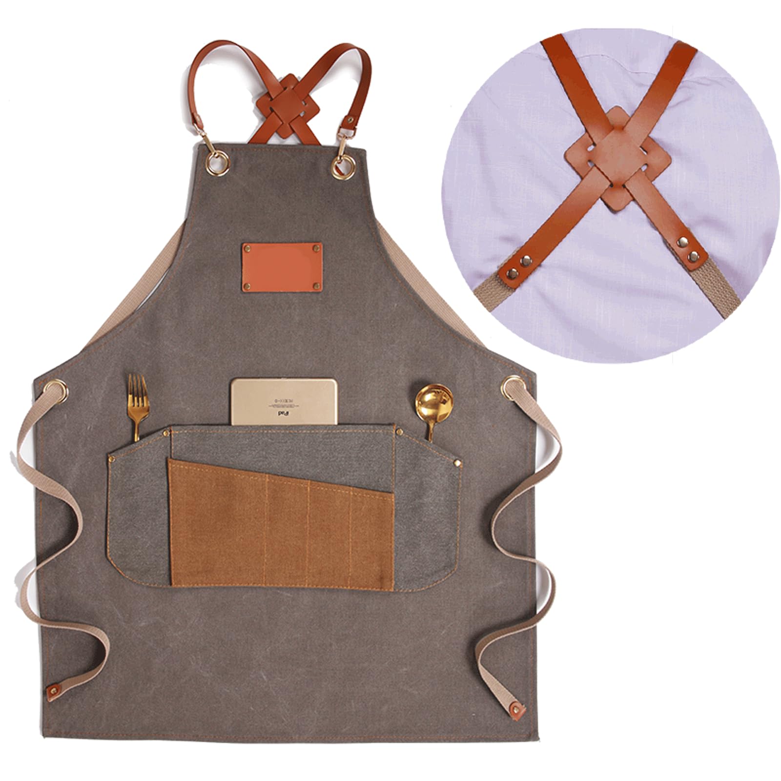 Genérico Delantales de barbacoa para hombres con bolsillos ajustables y tirantes, morado, peluquero, cocina, jardinero, cocina, para hombres y mujeres