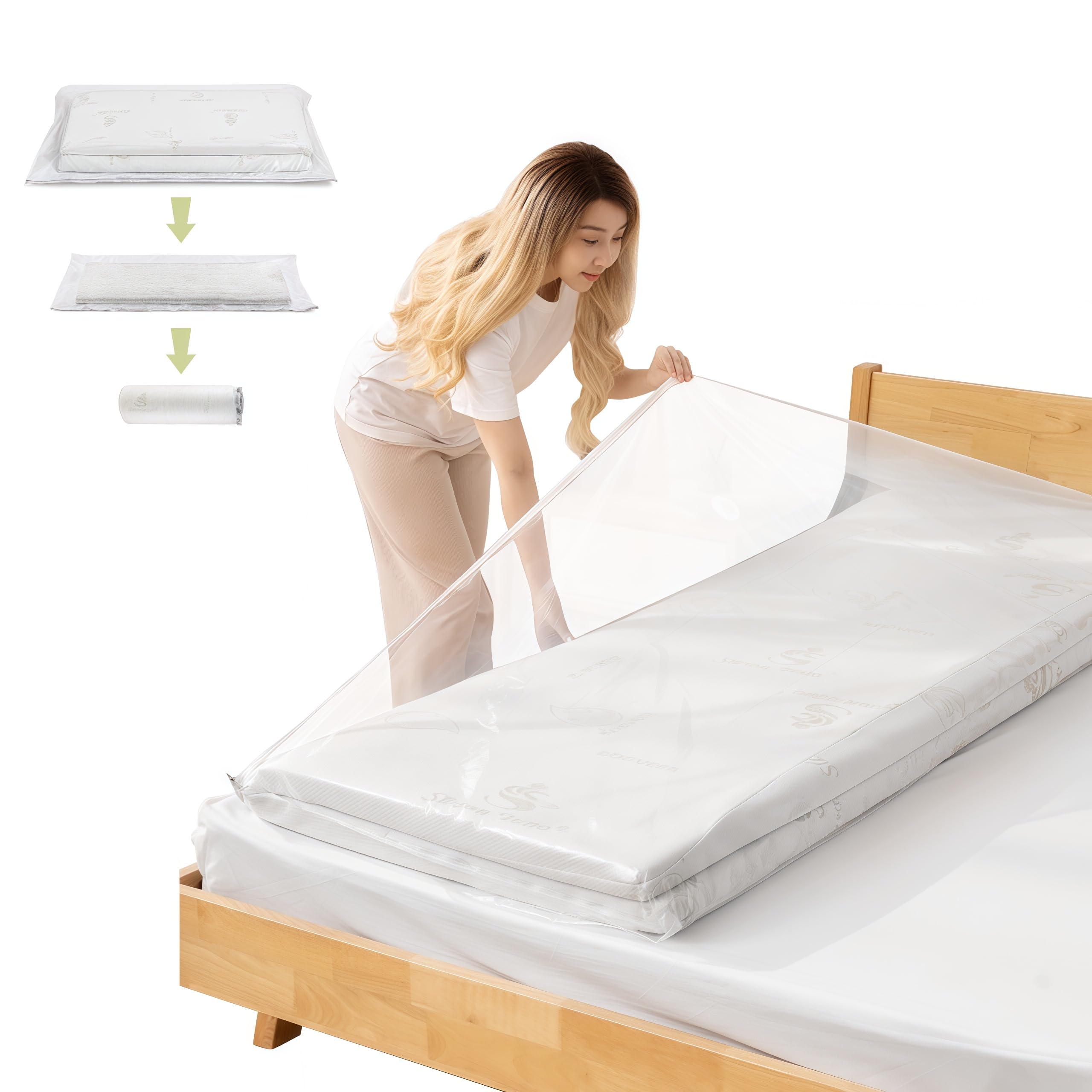 Esoes Large Vacuum Storage Bags Waterproof Sealable Vacuum Seal Mattress Bag with Zip Reusable Space Saver Bags for Mattress,Clothes, Compress Mattress By 85%, No Vacuum Pump (180x85cm)