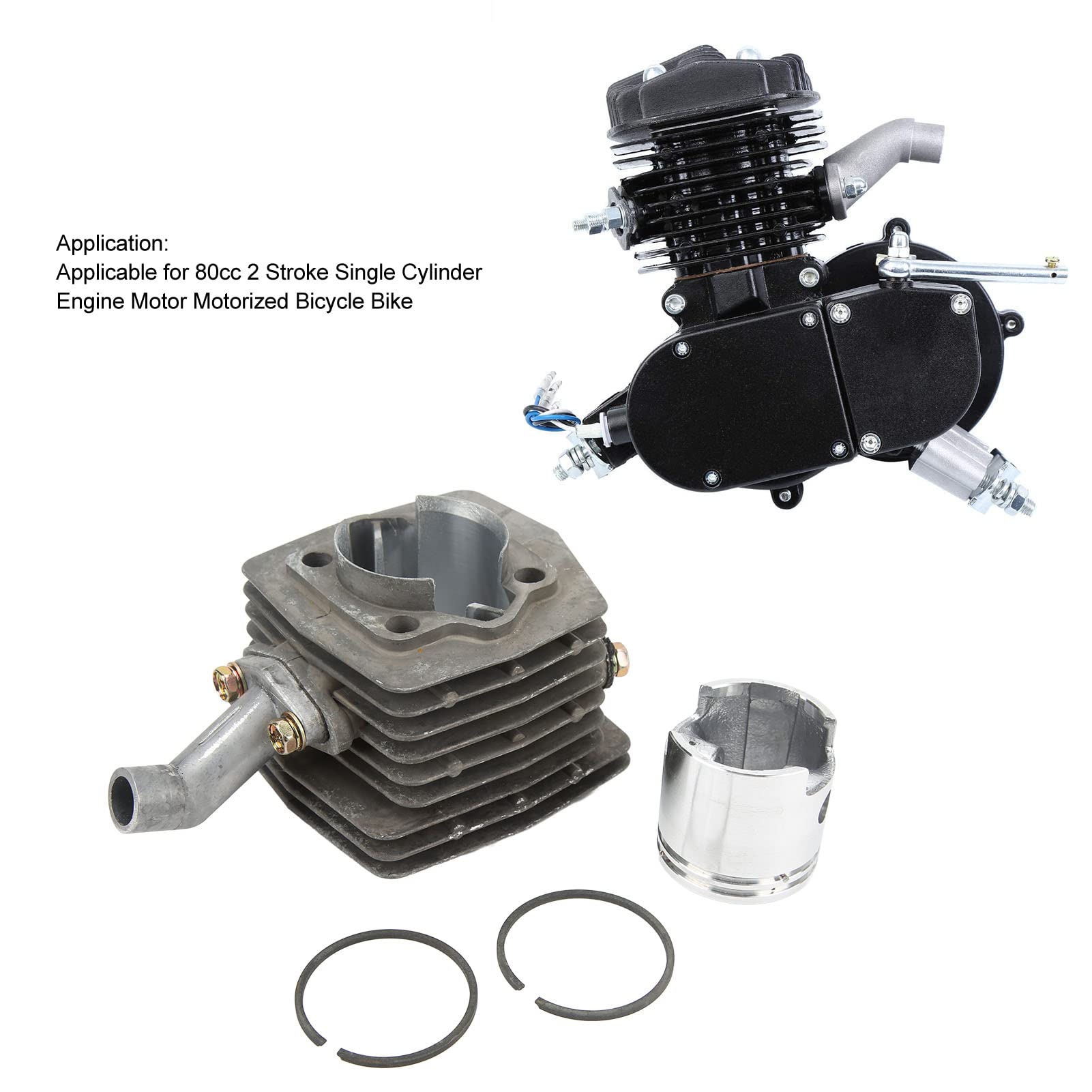 Kit De Pistón De Cilindro De Motor, Kit De Pistón De Barril De Cilindro De 47 Mm De Diámetro De Orificio De Repuesto Para Motor De Bicicleta Motorizada De Motor Un Solo Cilindro De 80 Cc 2 Tiemp