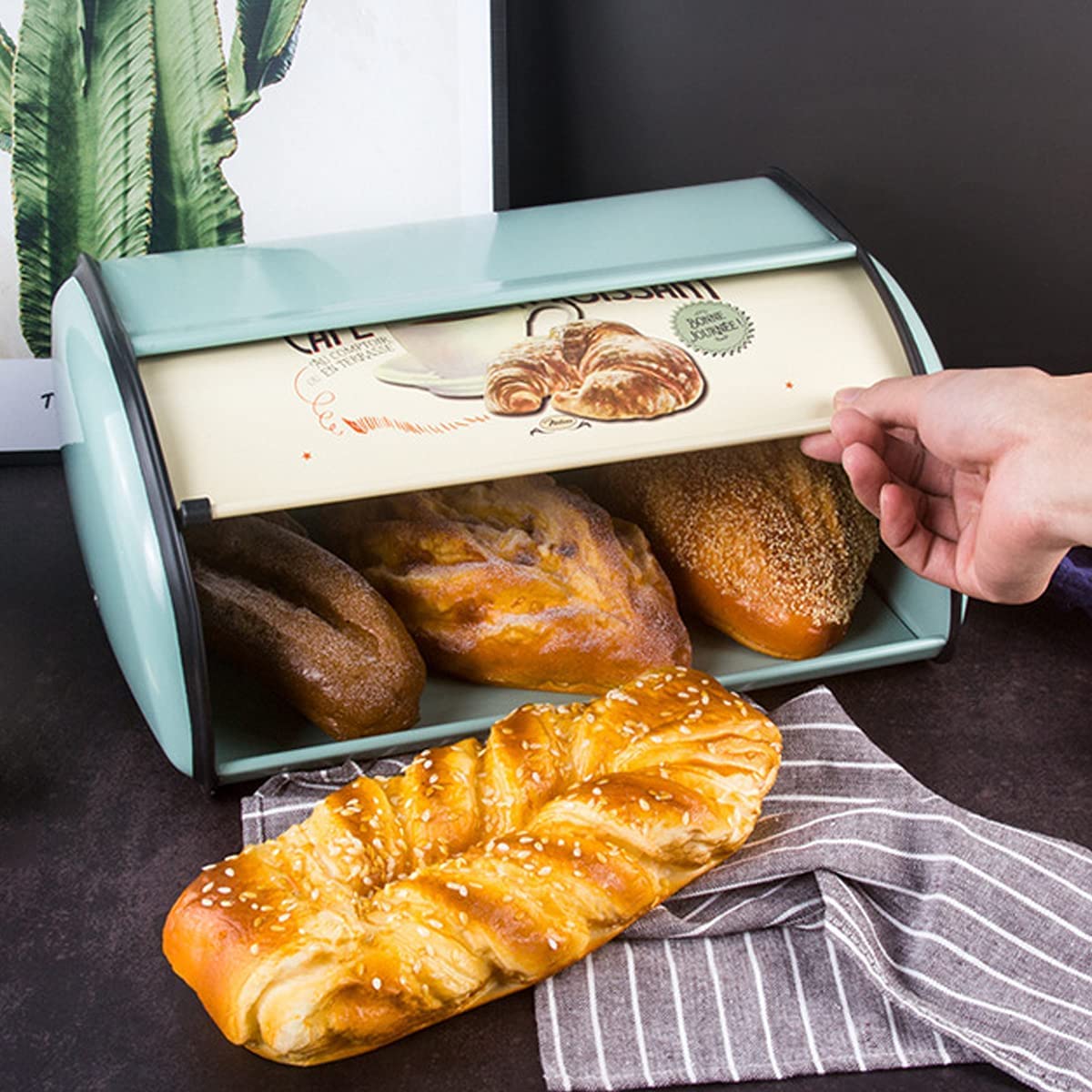 Magiin Roll Top Bread Box Metal Bread Box With Roll Desertcart