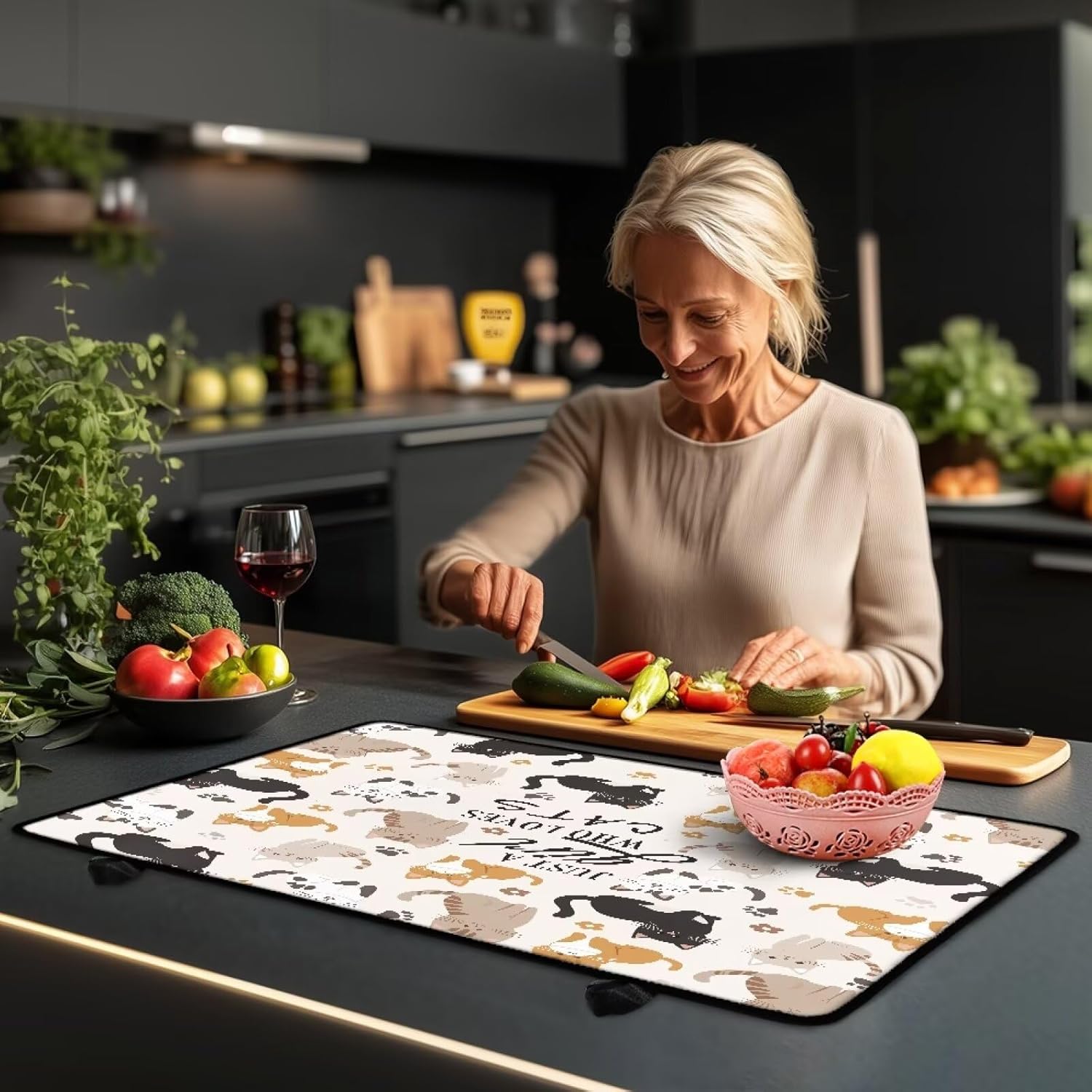 Poceacles Ceramic Glass Stove Cover for Electric Stove, Flat Top Stove Mat for Cooktop Versatile Heat Resistant Mat Oven Mat Protector Washer Top Cover, Just A Girl Who Loves Cats