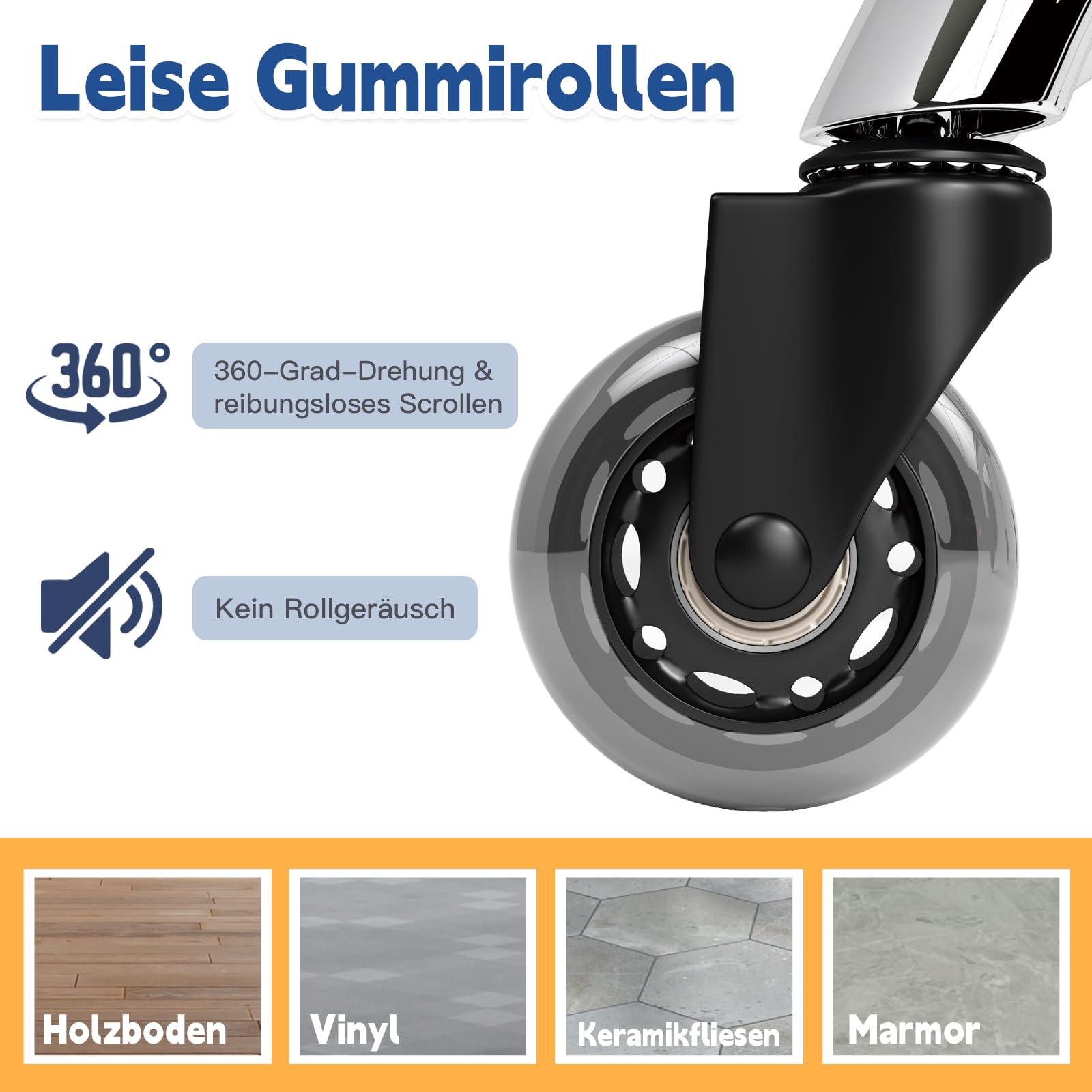Rollhocker，Hocker höhenverstellbar mit ringheber，Dicker Schaumstoff für weichen Komfort，Stuhl mit Rollen 360°，Arbeitshocker bis 180 kg belastbar， Drehhocker für Salon Spa und Haushalt(Weiß)