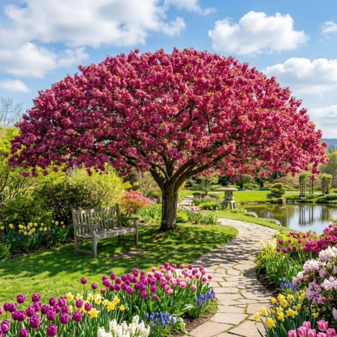 Live Cherry Blossoms Tree Plant, Kwanzan Flowering Cherry Blossom in 2.5 Inches Pot, Dormant in Winter, Perennial Bloom, 9 Months Old Trees