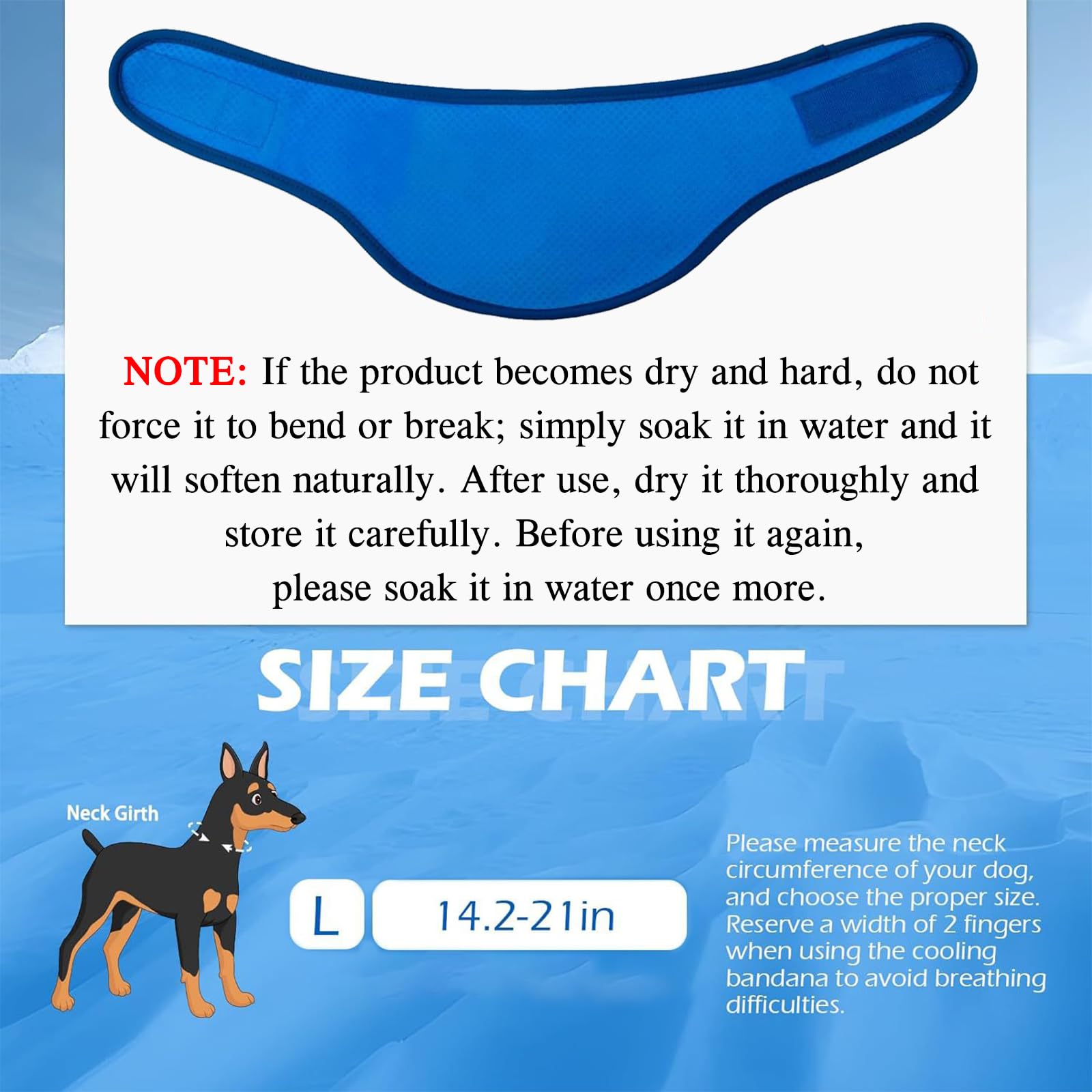 Raffreddamento Collare per Cani, Collari per Cani di Raffreddamento, Bandana Cane, Traspirante Sciarpa per il Ghiaccio per Caniper Animali Domestici in Estate per Attività all'Aperto, Blu, L