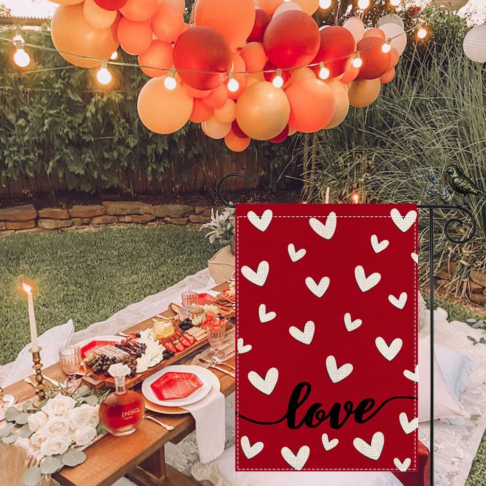 GEEORY Valentine's Day Red Love Hearts Garden Flag 12 x 18 Inch, Double-Sided Small Decorative Flag for Yard, Lawn & Outdoor Decoration | GB083-12 - Image 6