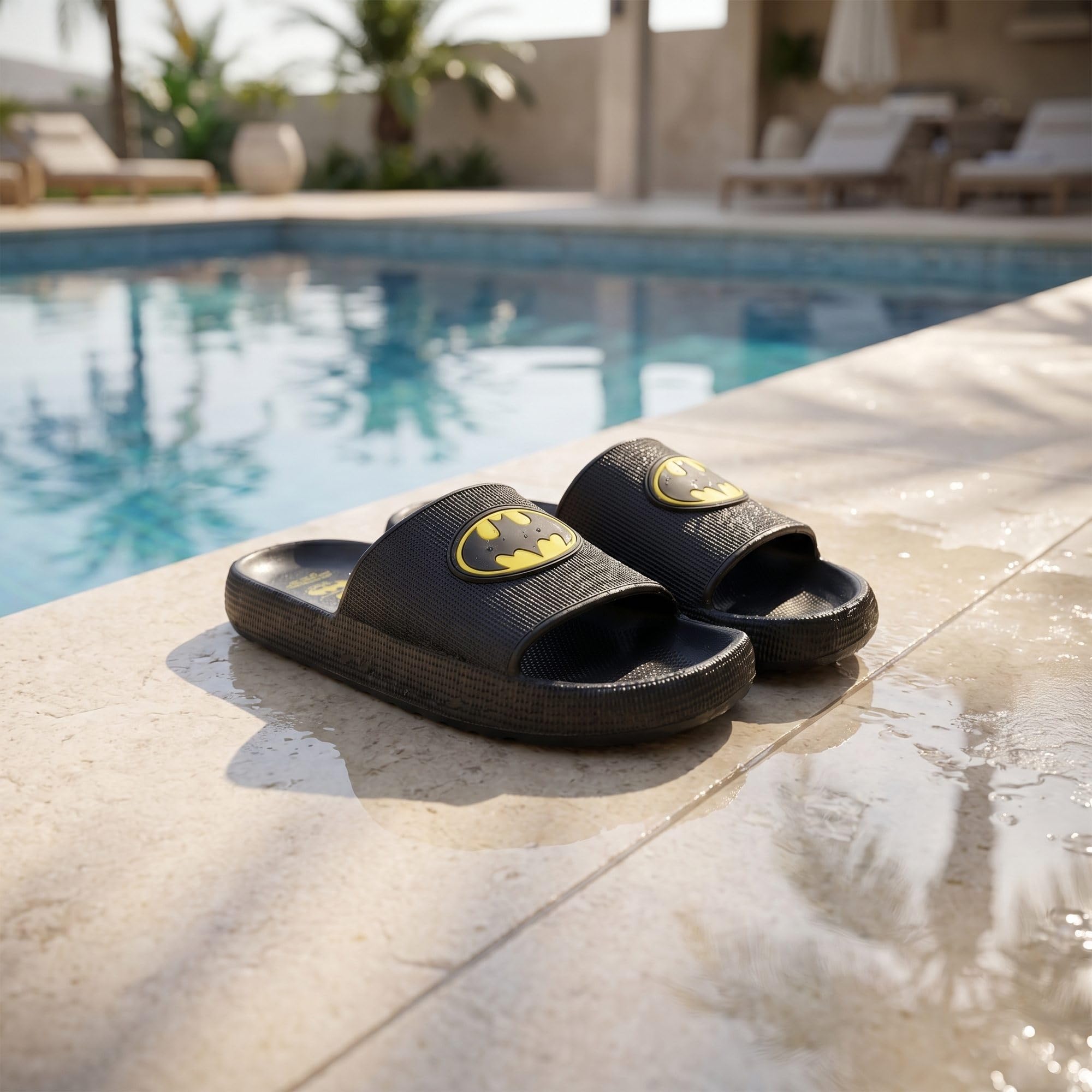 Batman Badelatschen Kinder – Cerdá Schiebe-Sandalen für Jungen und Mädchen, leicht, rutschfest, EVA-Material, Strand, Pool, Schwimmbad und Sommer