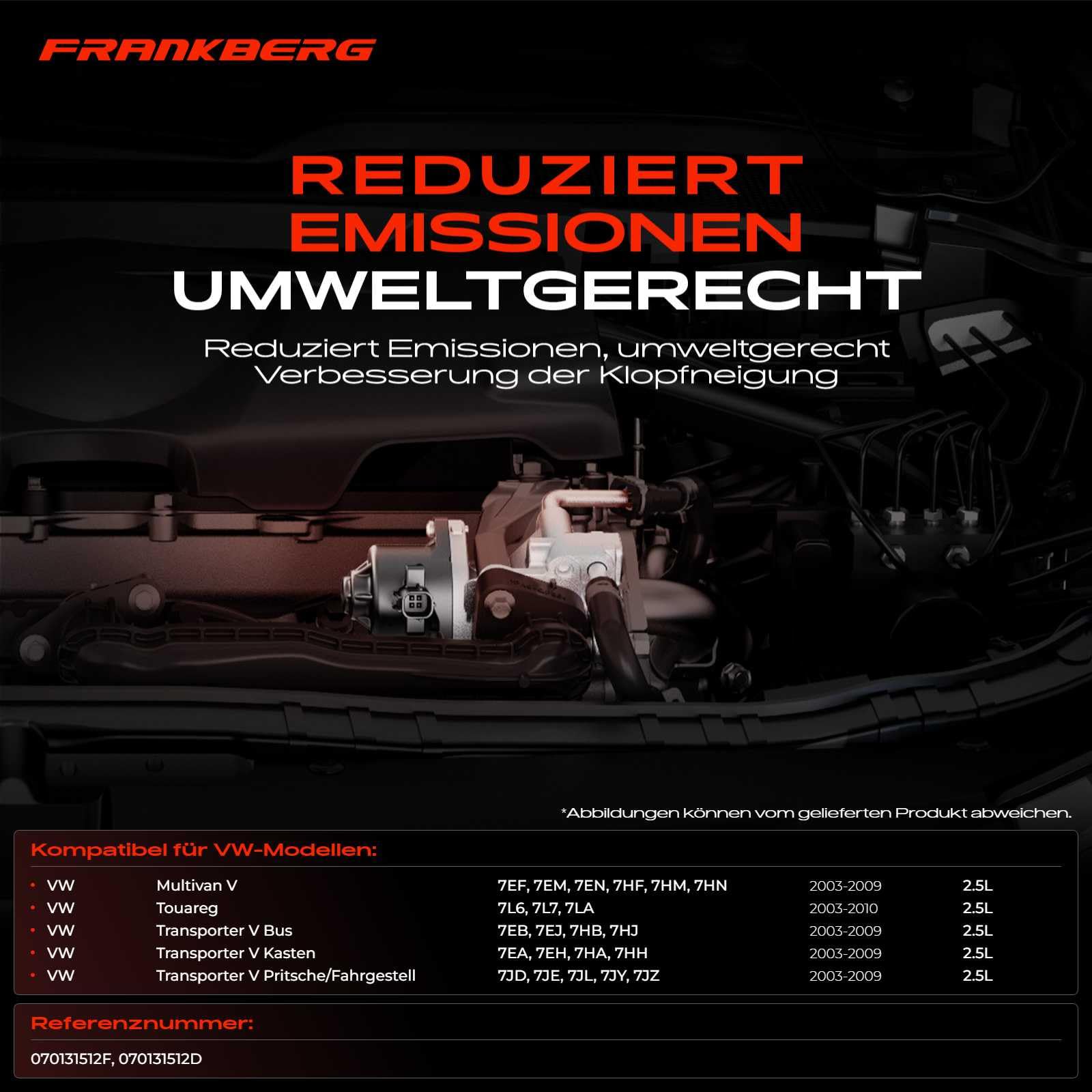 Frankberg AGR-Ventil Kühler Abgasrückführung für M-u-l-t-i-v-a-n V T-o-u-a-r-e-g Transporter V 2.5 TDI Diesel 2003-2010 070131512F