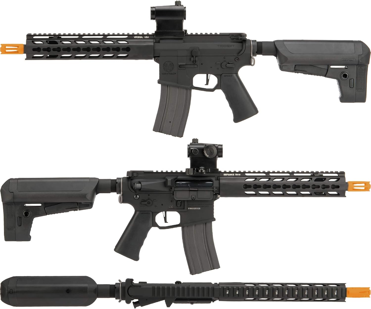 Evike Airsoft - Krytac Metal Trident MKII CRB AEG Airsoft Rifle (Model: Black / 400 FPS)