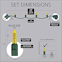 Vista 4 de Wintergreen Lighting - Juego de luces de Navidad LED M5 facetadas doradas de 70 unidades, 24 pies, cable verde, mini guirnalda de grado comercial
