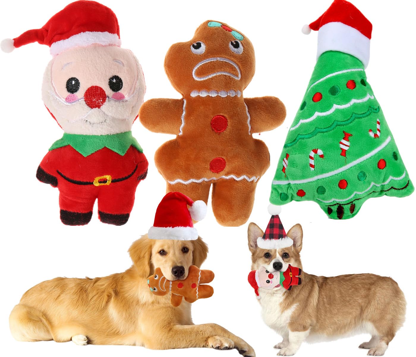 Kleines Hundespielzeug, Weihnachten, Plüsch, quietschendes Welpenspielzeug, Urlaubs-Hundespielzeug, Geschenk-Set
