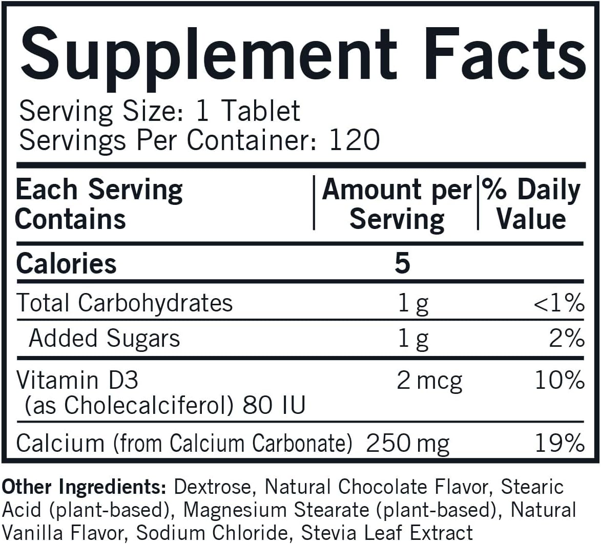 Kirkman Children's Chewable Calcium with Vitamin D3, Natural Chocolate, 120 Tablets, Labs