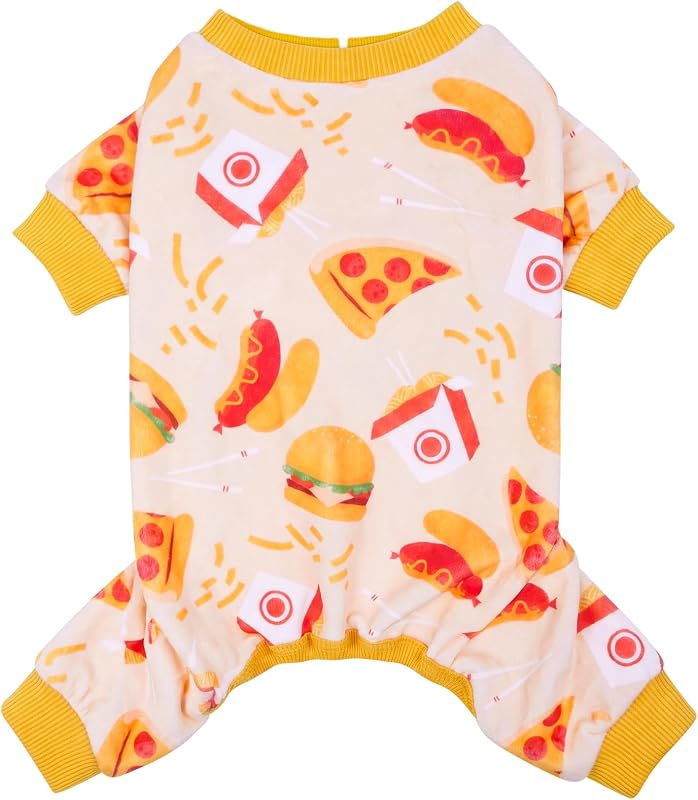 Pijama de Veludo para Cães KYEESE com Estampa de Hambúrguer