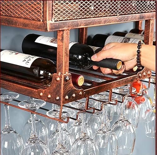 Miniatura 3 de Gabinetes de vino europeo colgante estante de almacenamiento de hierro de metal, bar, techo para el hogar, montaje en pared, copa de vino, copa de