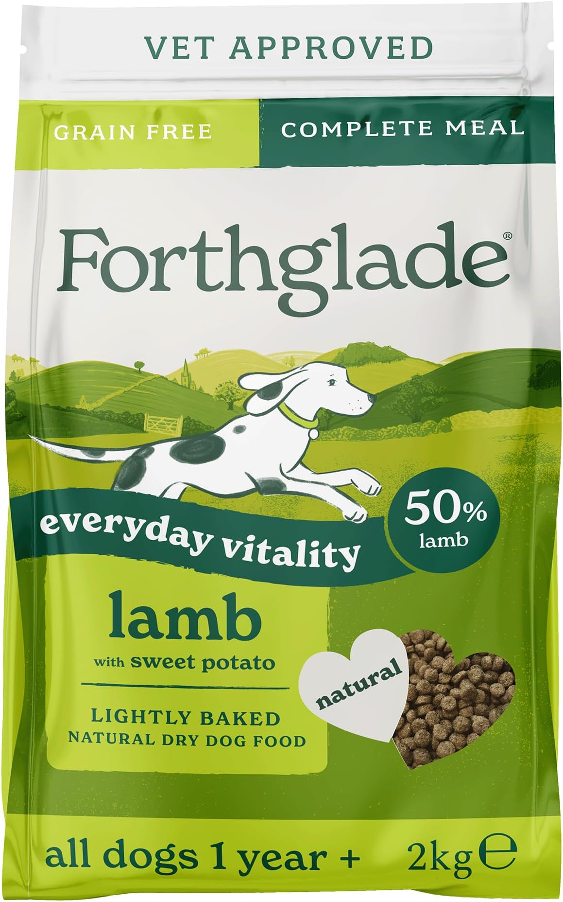 Dry Dog Food, Lightly Baked, (2kg), Hypoallergenic and Grain Free Dog Food, Adult 1 Year +, Lamb With Sweet Potato, Complete and Balanced Meal, 50% Single Source Protein
