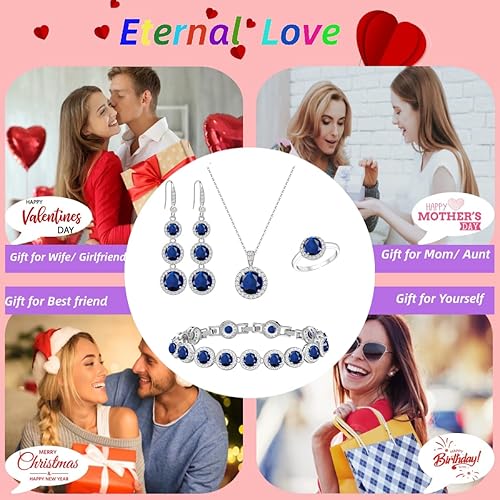 Miniatura 5 de LMXXVJ Juego de joyas para mujer, collar y aretes ajustables, juego de pulseras de cumpleaños, aniversario, día de la madre, Navidad, día de la