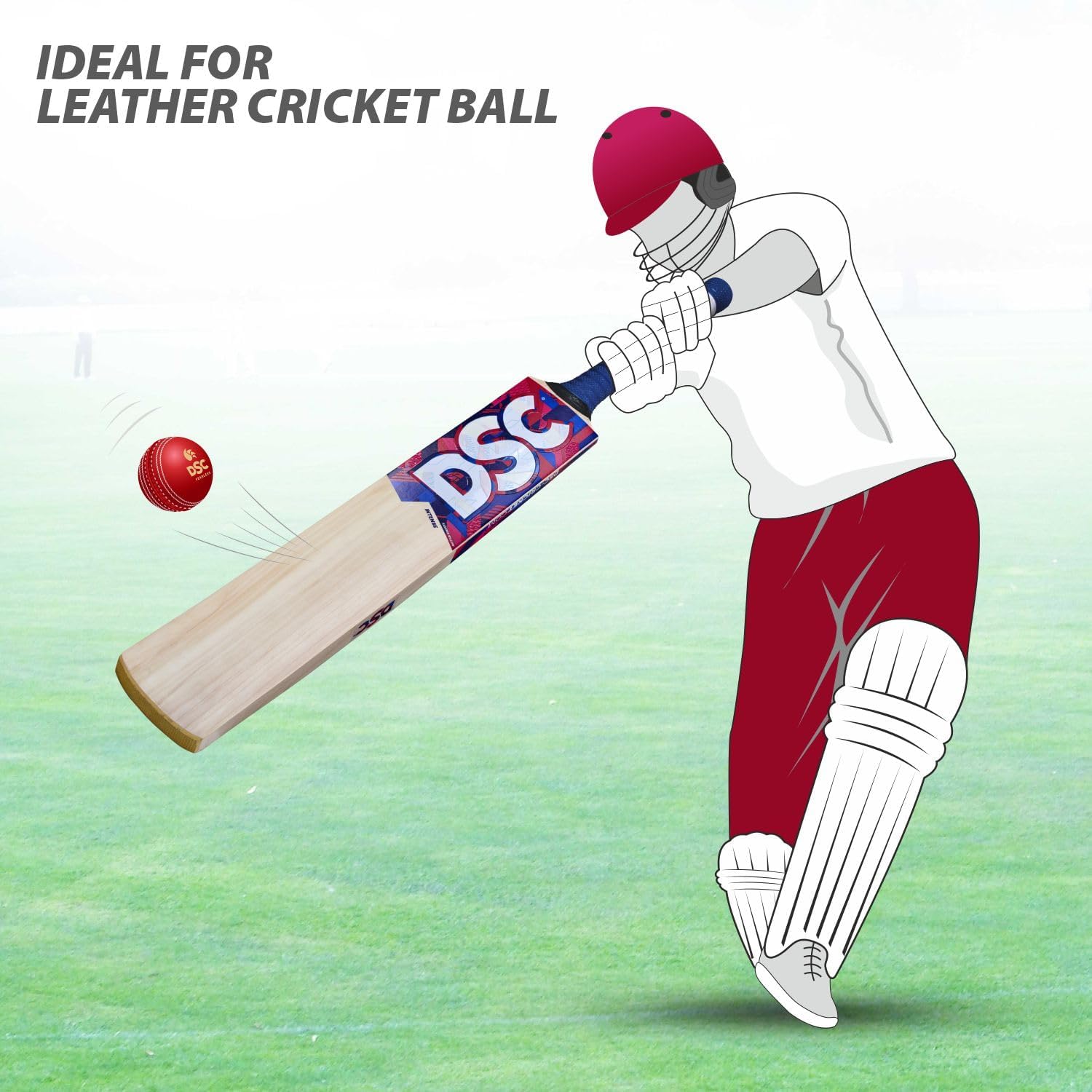 DSC Intense Force Kashmir Willow Cricket Bat for Leather Ball |Size-2 | Light Weight | Free Cover|