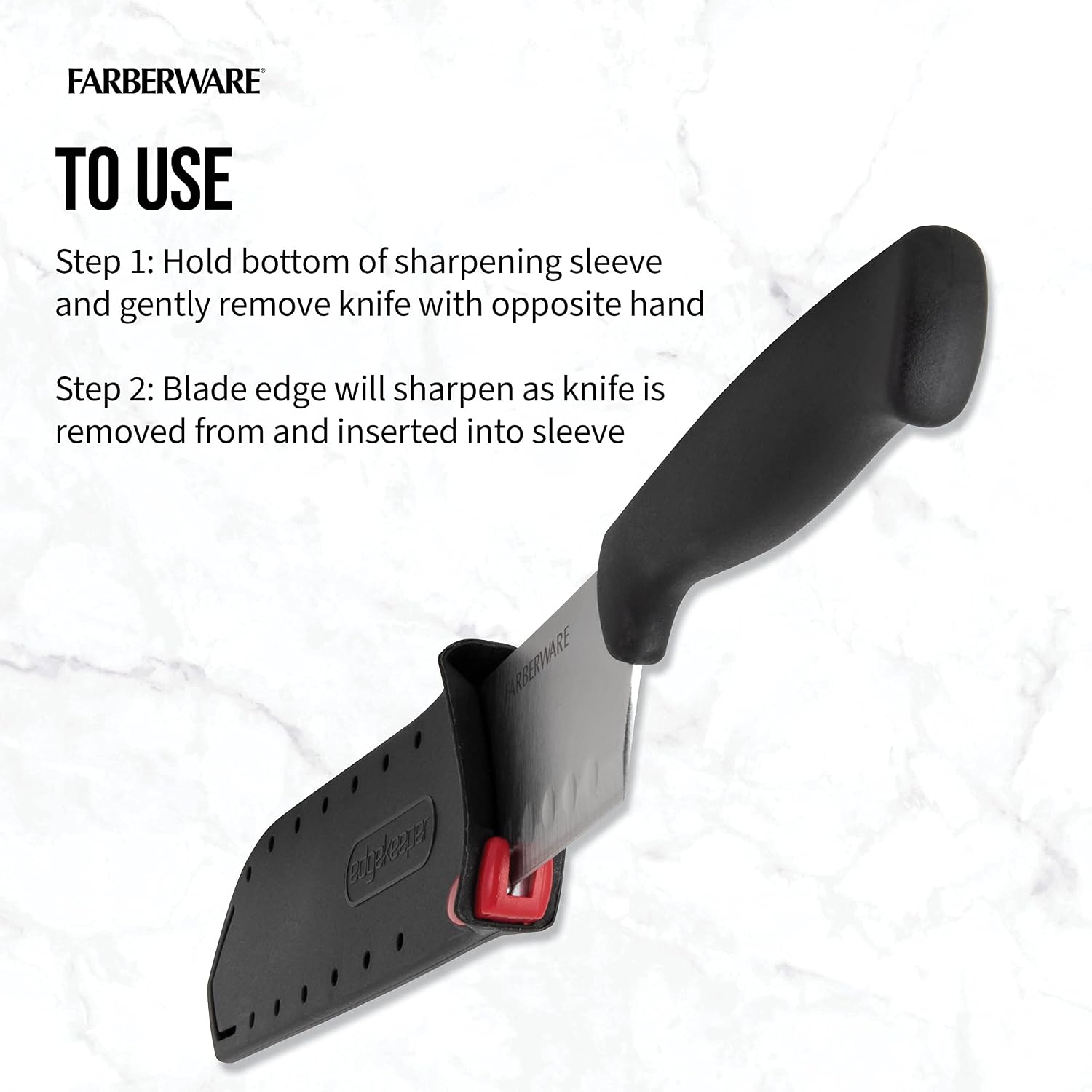 Farberware Edgekeeper 5-Inch Santoku Knife with Self-Sharpening Blade Cover, High Carbon-Stainless Steel Kitchen Knife with Ergonomic Handle, Razor-Sharp Knife, Black