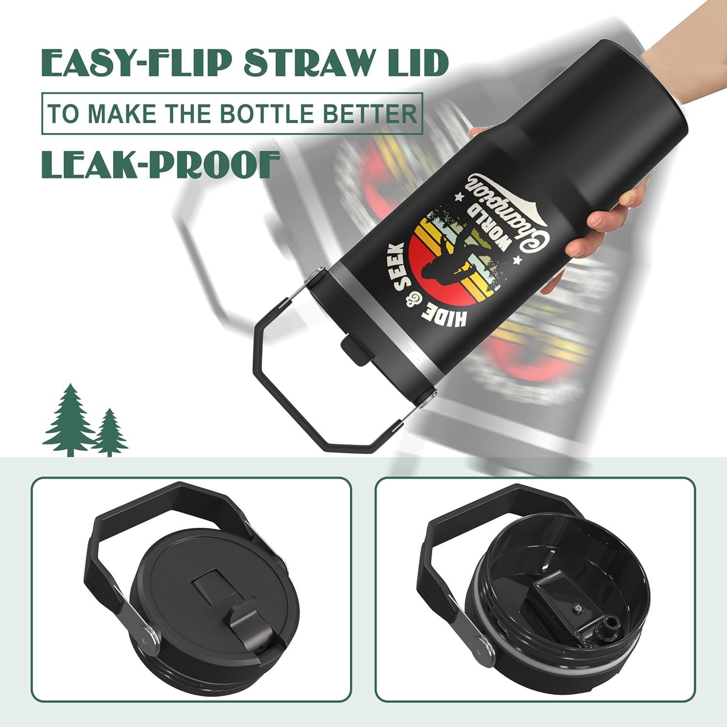 Sasquatch Tumbler with Handle Travel Mug Bigfoot Coffee Cup Big Foot Gifts for Men Women Funny Bigfoot Glass Mountain Print (Rainbow, 30oz) - Image 3