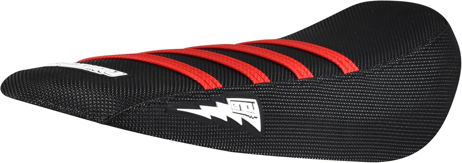 Enjoy Mfg Seat Cover - Compatible with Sur Ron Sur-Ron Light Bee MX & X E-Bike - Ribbed- #349 (Bolt Logo) (All Black with Black Ribs)