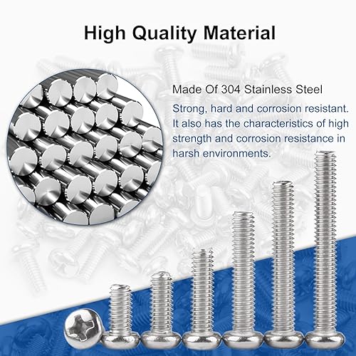 Miniatura 4 de MroMax Tornillos de máquina M6 x 1.969 in Pan Phillips Tornillo de cabeza cruzada 304 Tornillos de sujeción de acero inoxidable Pernos de sujeción