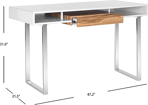 Miniatura 2 de Safavieh Home Collection Metropolitan - Escritorio para computadora blanco y cromado