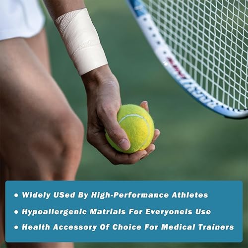 Miniatura 5 de 3 cintas deportivas deportivas, fáciles de rasgar y sin residuos, 1.5 pulgadas x 35 pies por rollo, adecuadas para atletas, boxeo, fútbol, escalada