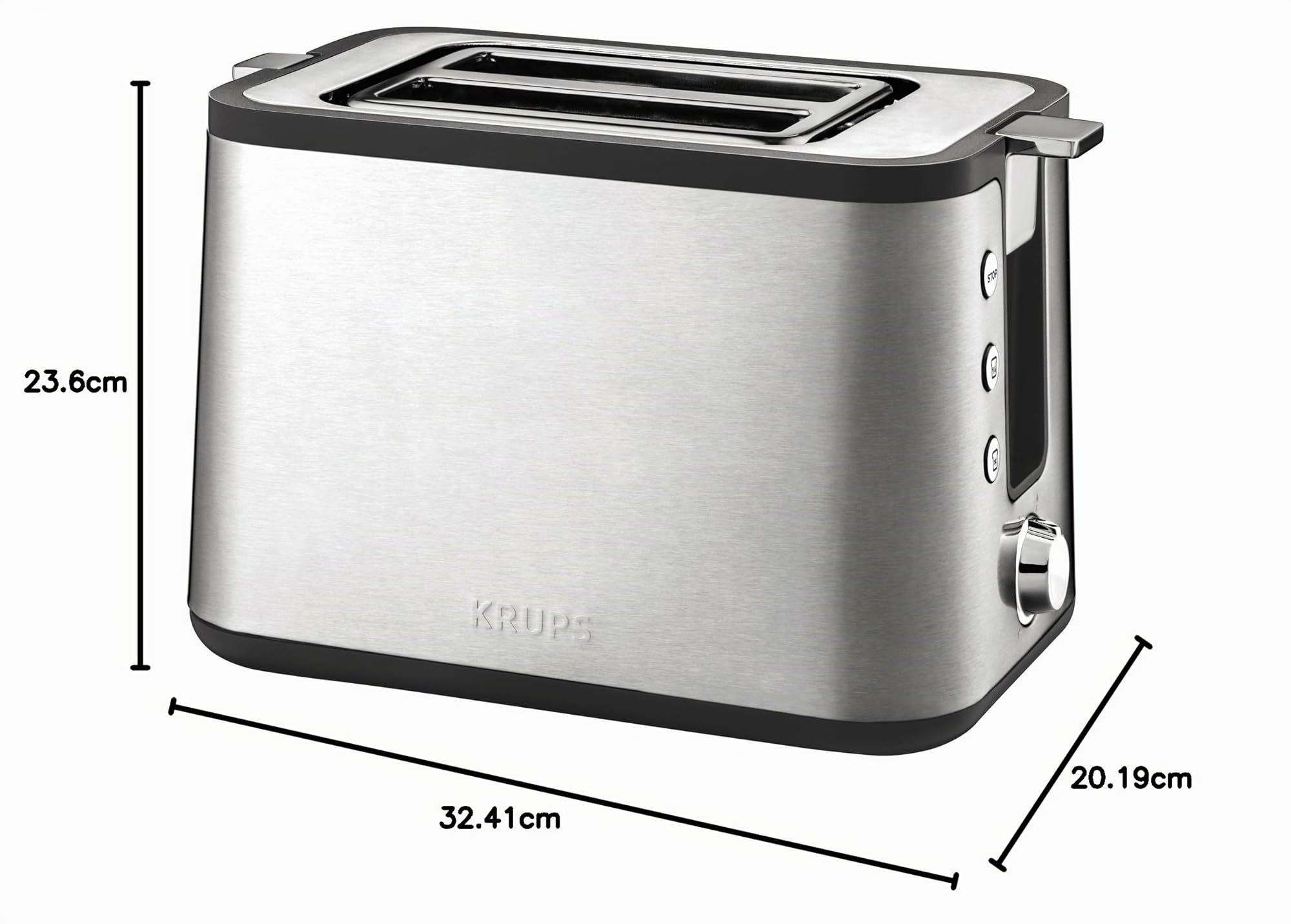 KRUPS Control Line Grille-pain inox 2 fentes extra larges, Toaster 850 W, Remontée extra haute, 6 niveaux de dorage, Fonction réchauffage et décongélation KH442D10