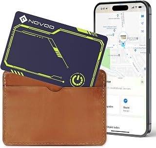 NOVOO Tracker Card (iOS Only) Wallet Card with Apple Find My, Smart Card Bluetooth Tracker, 6 Years Battery, IP68 Waterproof, Keys Finder and Item Locator for Keys, Bags, Passport (BL)