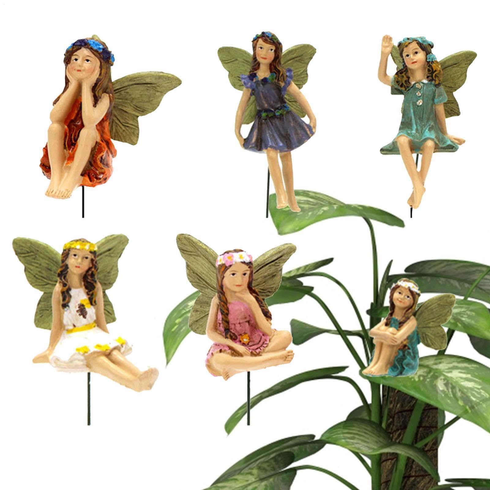 Ancsttu Small Fairy Figurines - Resin Fairy Figure Decor - Small Figurines Plant Pot Decor,for Yard Lawn Backyard Courtyard Balcony Flower Bed Planter Home Outdoor