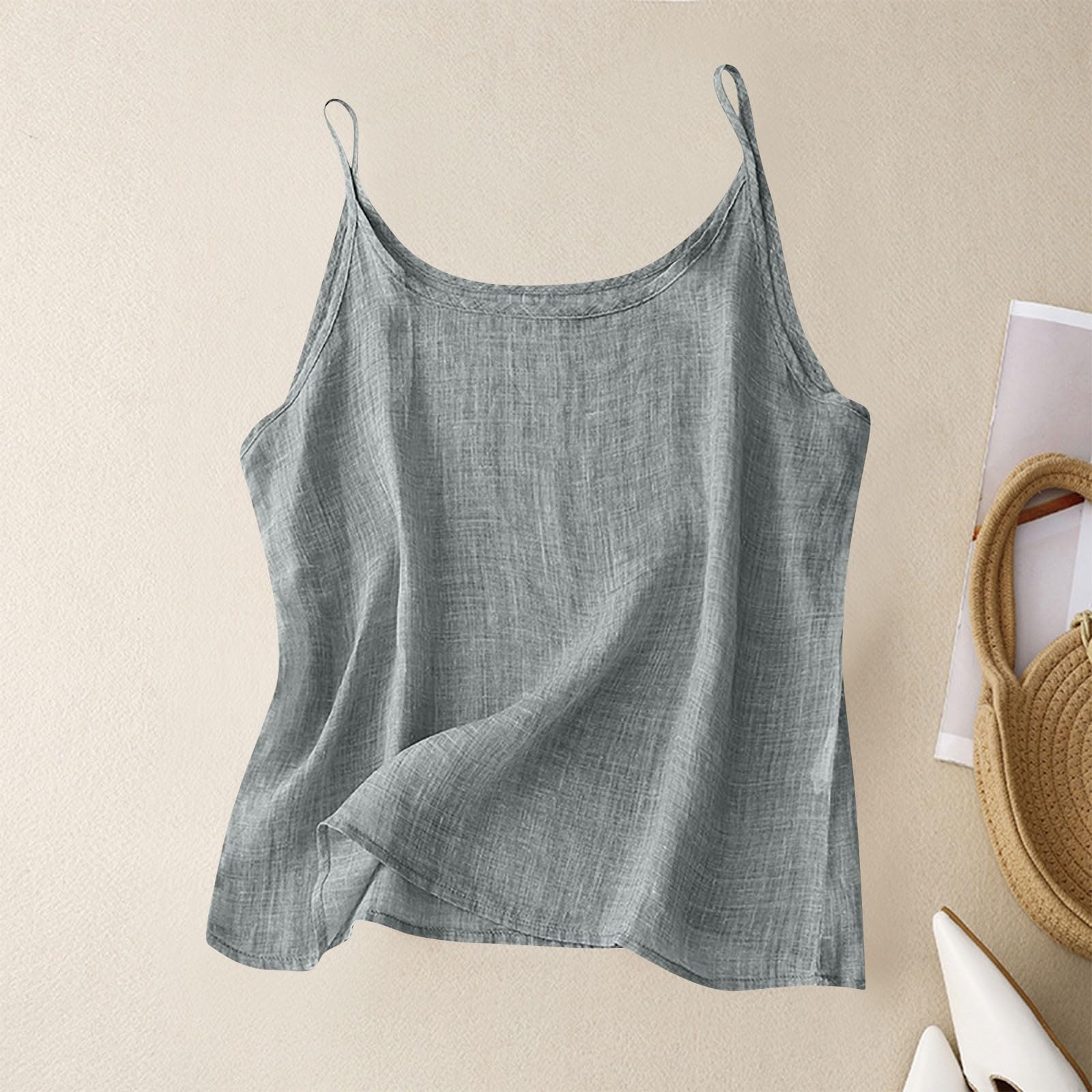 Débardeur Sport Femme Coton en Soie Débardeur Grande Taille Camisole Large Caraco à Bretelles Minces Chemisier Tendance Hauts Imprimé Gilets Tendance Chemisier Large Tops Soyeuse Streewear