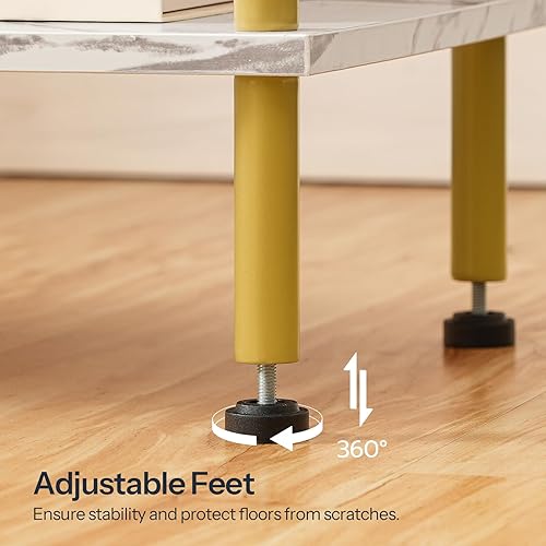 Miniatura 7 de HOOBRO Juego de 2 mesas auxiliares pequeñas, mesita de noche con estantes de almacenamiento de 2 capas, mesa de sofá para espacios pequeños, sala de